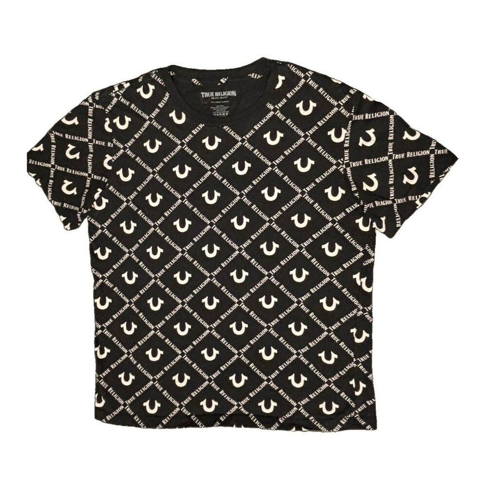 True Religion All Over Monogram T-Shirt Men’s Small - Picture 2 of 6